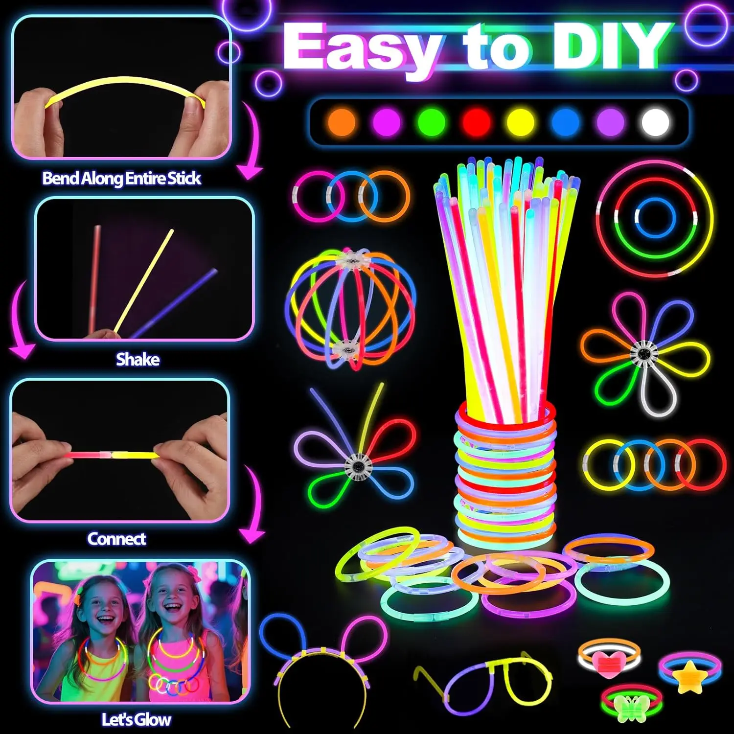 128PCS Light Up Glasses LED Ha - đánh giá và giá Glow In The Dark Party Glasses