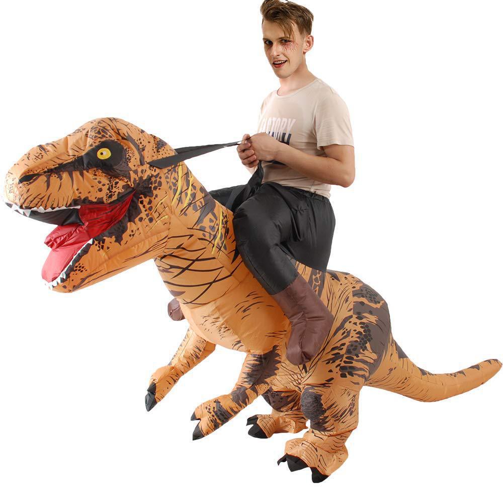 Adult Funny Riding Brown Dinos - đánh giá và giá Inflatable Dinosaur Costume Adult