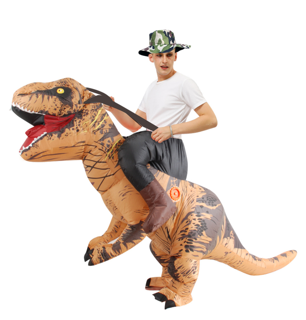 Adult Funny Riding Brown Dinos - đánh giá và giá Inflatable Dinosaur Costume Adult